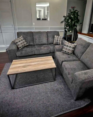 9473 - Sofa & Loveseat in Chenille Charcoal by Minhas Furniture