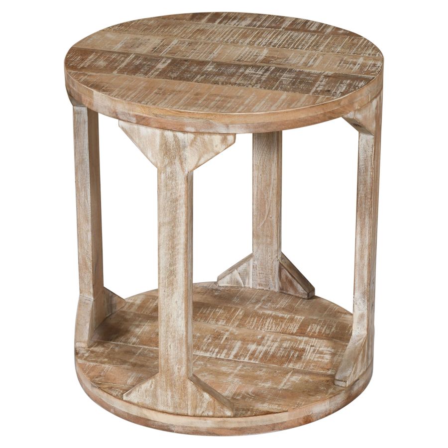 Avni Accent Table in Distressed Natural by Worldwide Homefurnishings Inc