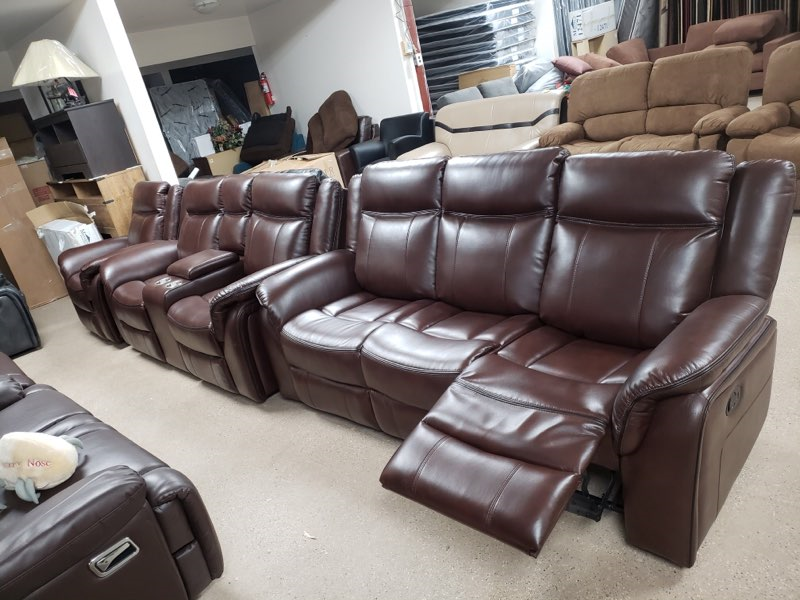 Cody - 3Pc Power Recliner Set - Sofa, Loveseat and Chair in Brown Leather Gel
