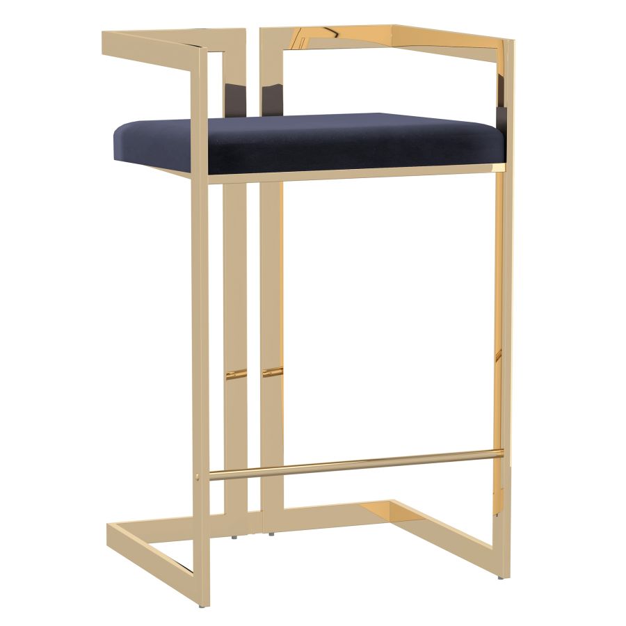 Cosmo 26" Counter Stool in Black with Gold Legs by Worldwide Homefurnishings Inc