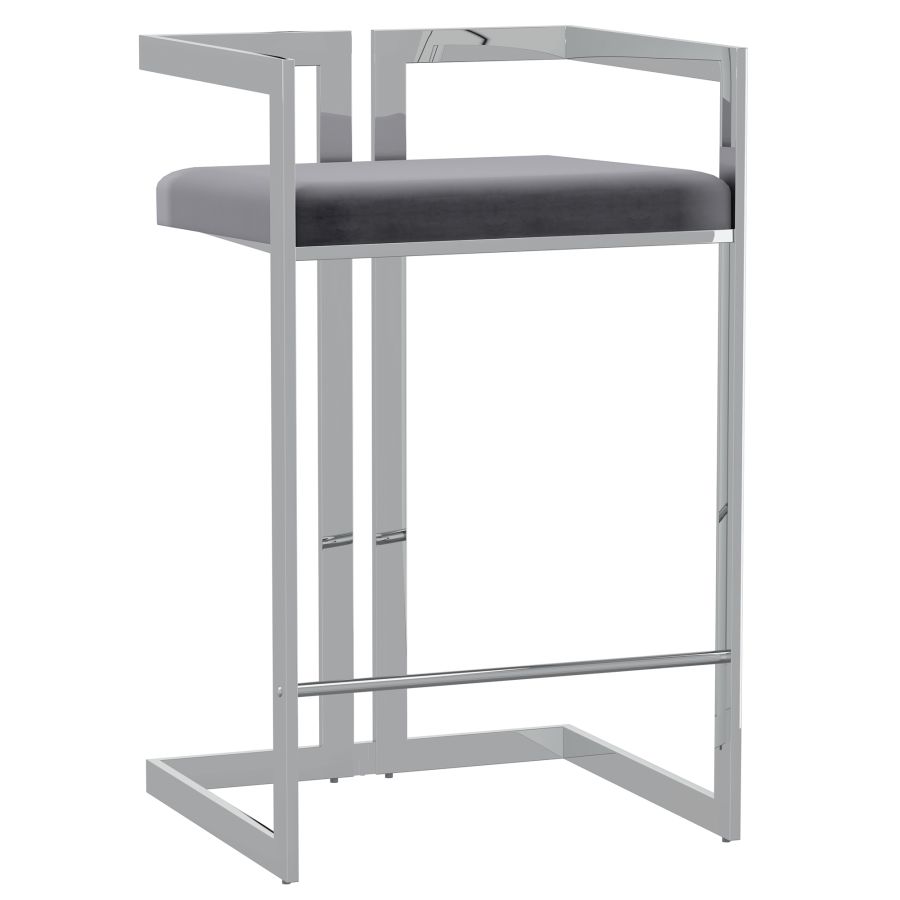 Cosmo 26" Counter Stool in Grey with Silver Legs by Worldwide Homefurnishings Inc