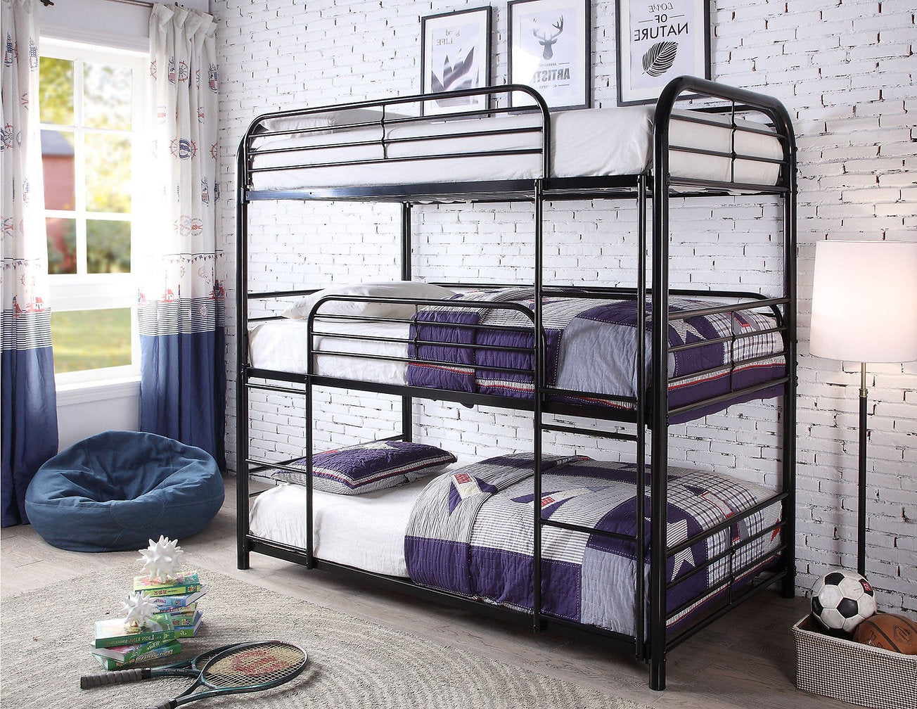 B-503 (Single/Single/Single) - Triple / Triple  Metal Bunk Bed in Black by International Furniture