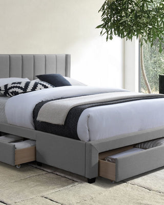 IF-5330 - 3 Drawer Storage Bed Frame in Grey Fabric - Double