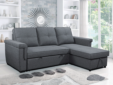 IF-9040 - Sectional Sofa with Bed & Storage, 93" in Grey by International Furniture