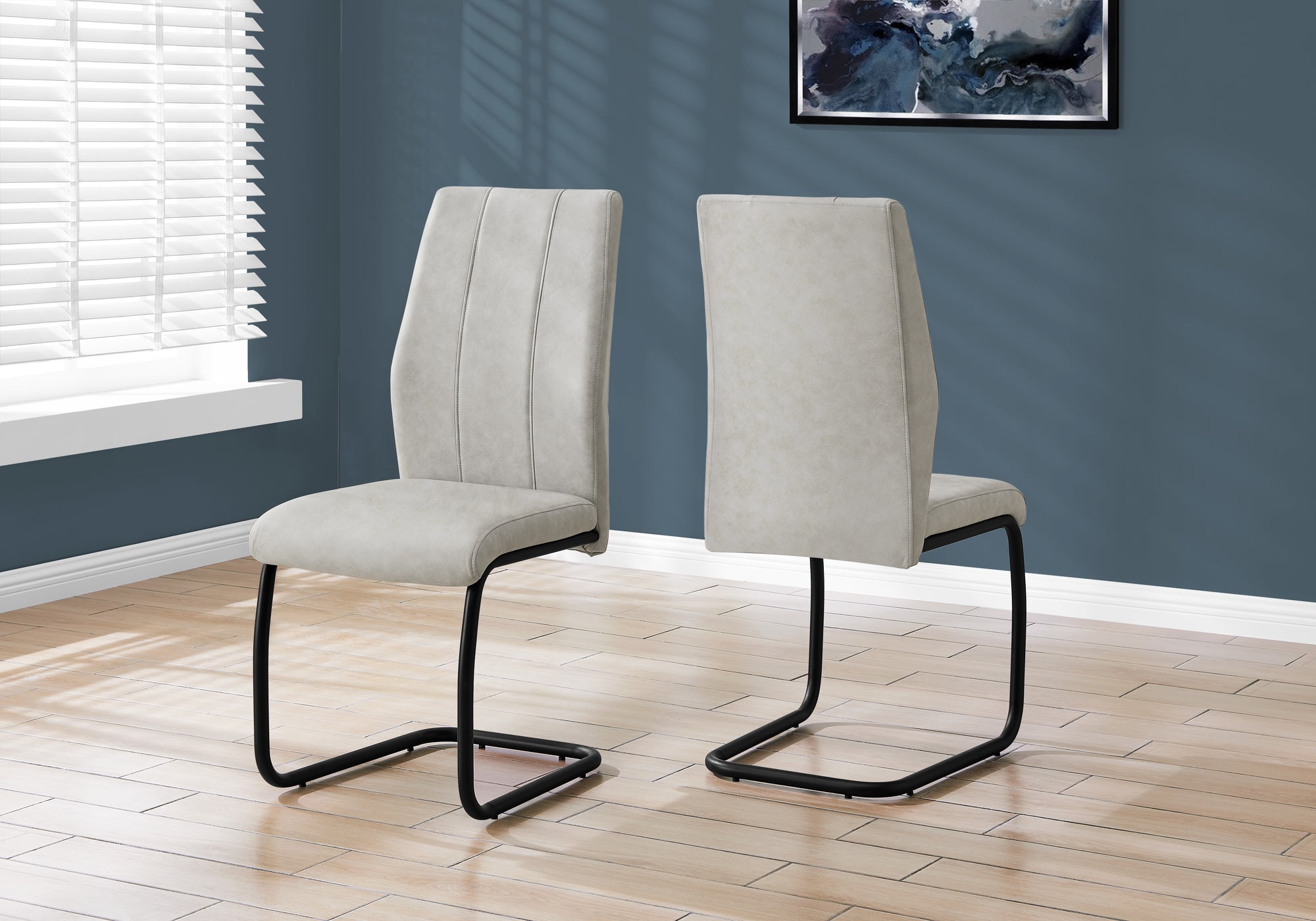 I 1113 - DINING CHAIR - 2PCS / 39"H / GREY FABRIC / BLACK METAL BY MONARCH SPECIALTIES INC