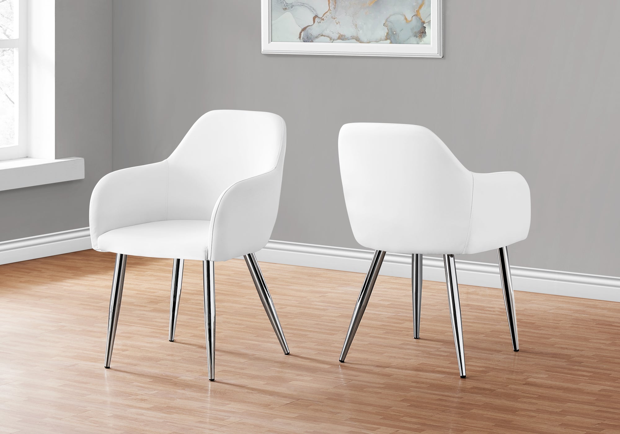 I 1190 - DINING CHAIR - 2PCS / 33"H / WHITE LEATHER-LOOK / CHROME BY MONARCH SPECIALTIES INC
