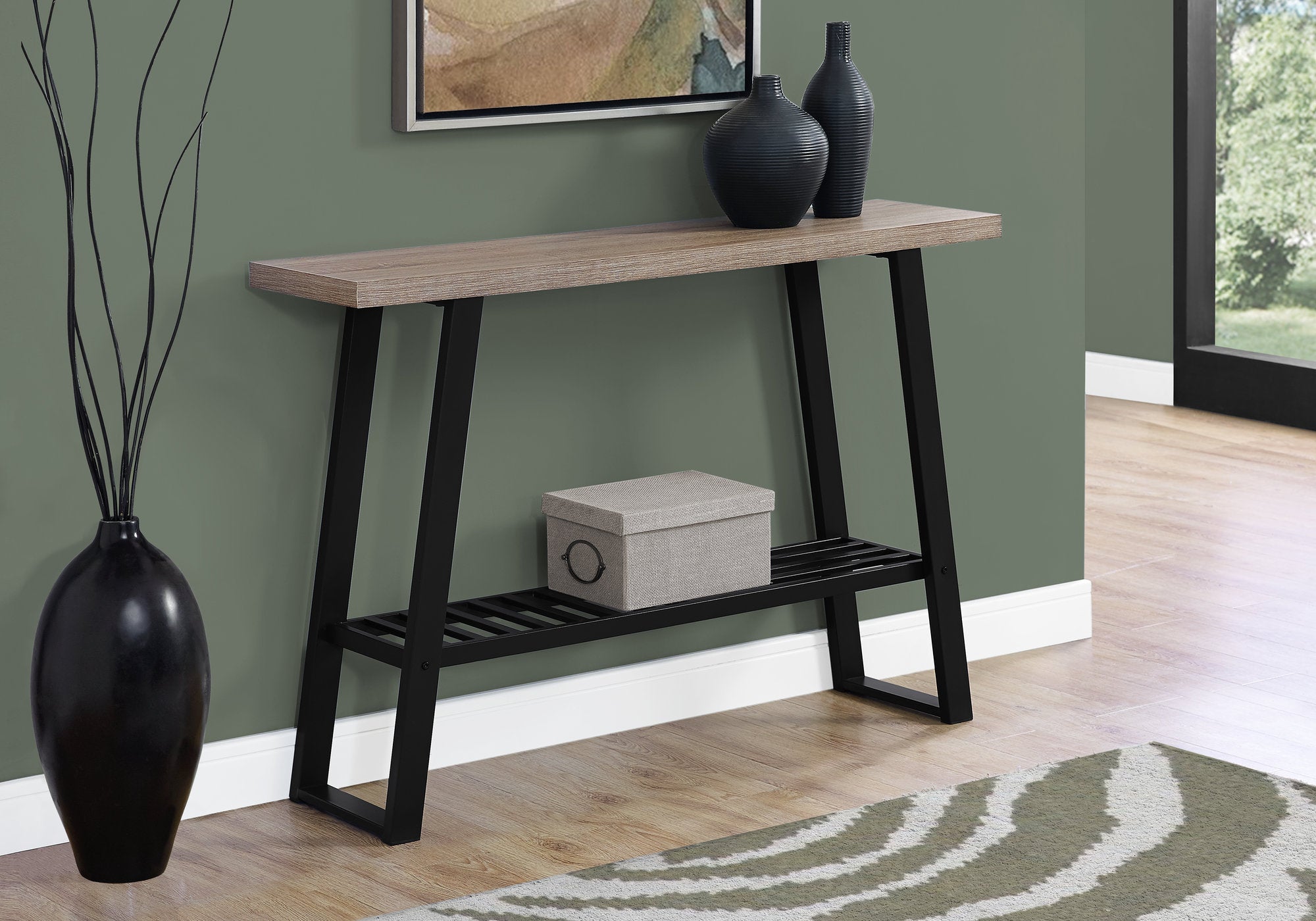 I 2117 - ACCENT TABLE - 48"L / DARK TAUPE / BLACK HALL CONSOLE BY MONARCH SPECIALTIES INC
