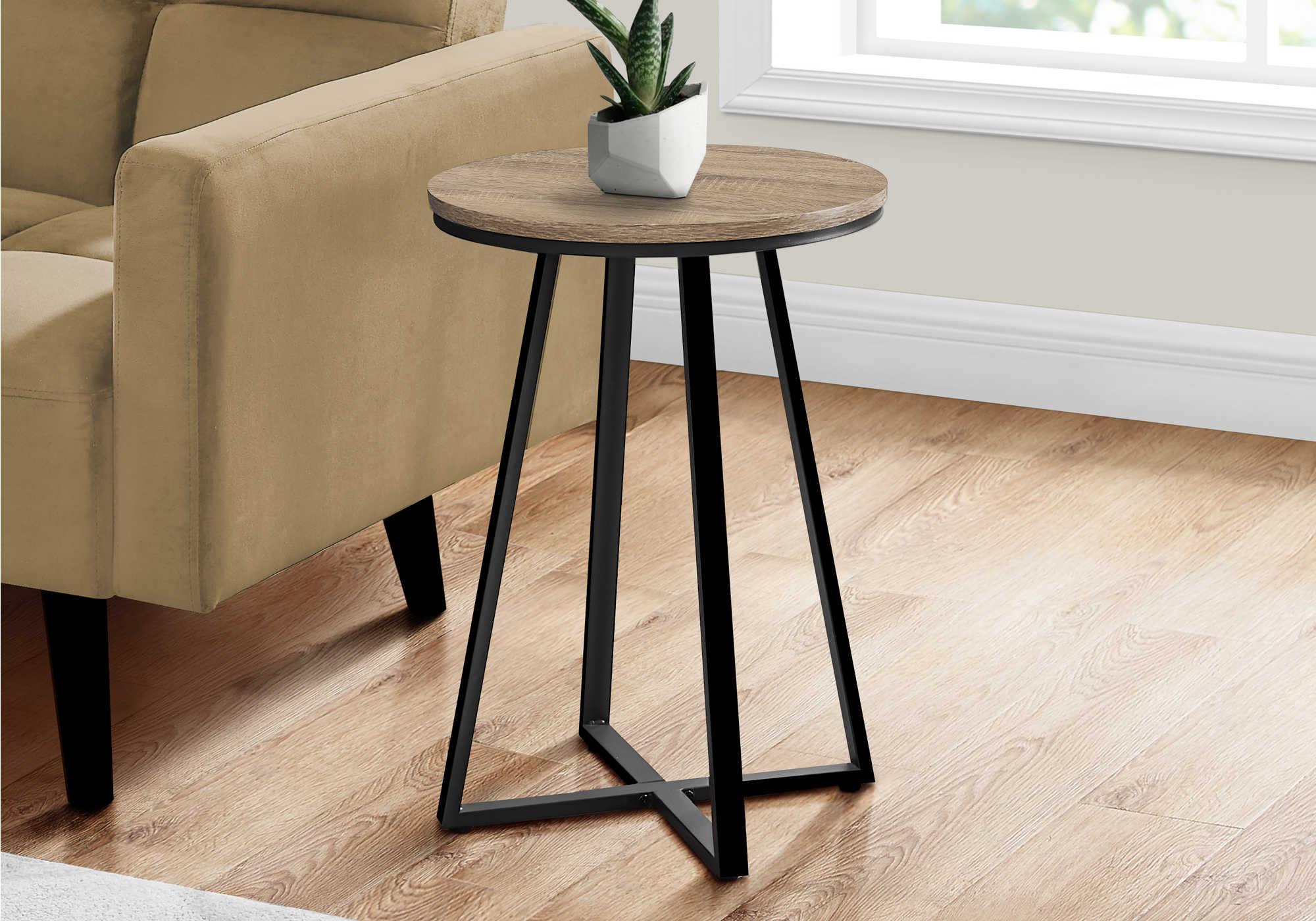 I 2177 - ACCENT TABLE - 22"H / DARK TAUPE / BLACK METAL BY MONARCH SPECIALTIES INC