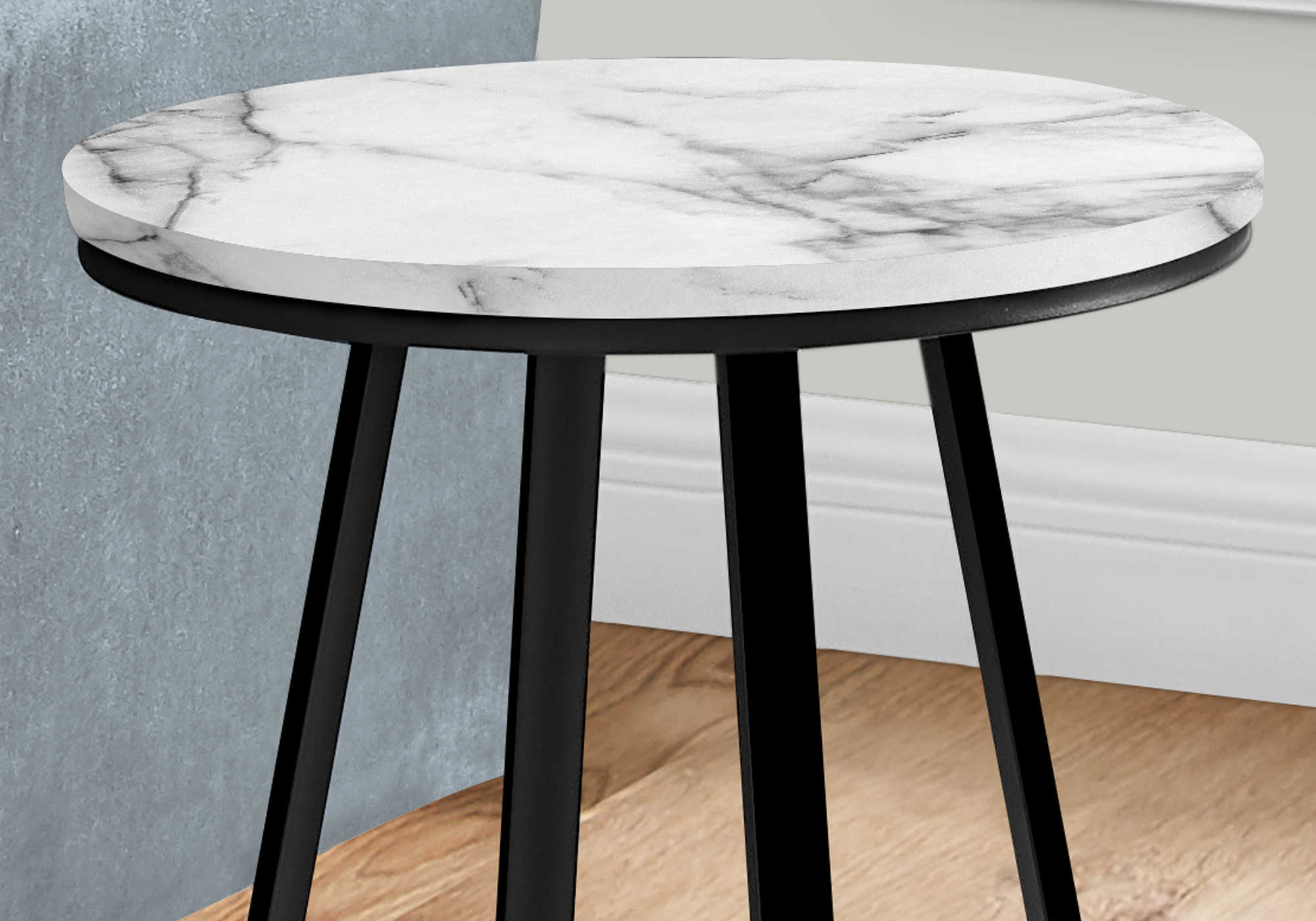 I 2178 - ACCENT TABLE - 22"H / WHITE MARBLE / BLACK METAL BY MONARCH SPECIALTIES INC