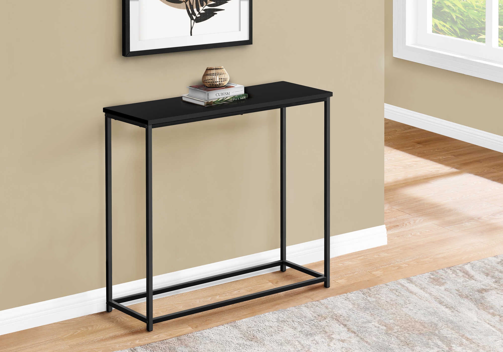 I 2250 - ACCENT / CONSOLE TABLE - 32"L / BLACK / BLACK METAL HALL CONSOLE BY MONARCH SPECIALTIES
