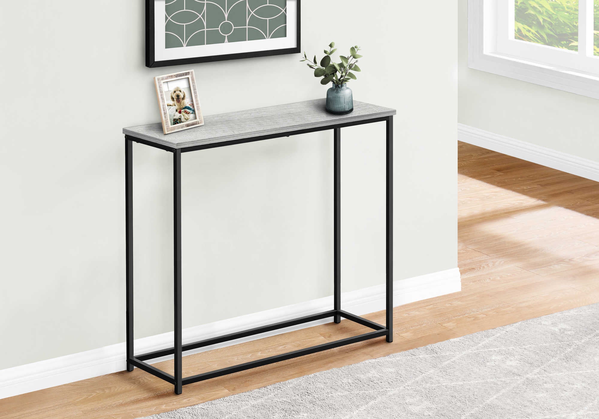I 2251 - ACCENT TABLE - 32"L / GREY / BLACK METAL HALL CONSOLE BY MONARCH SPECIALTIES INC