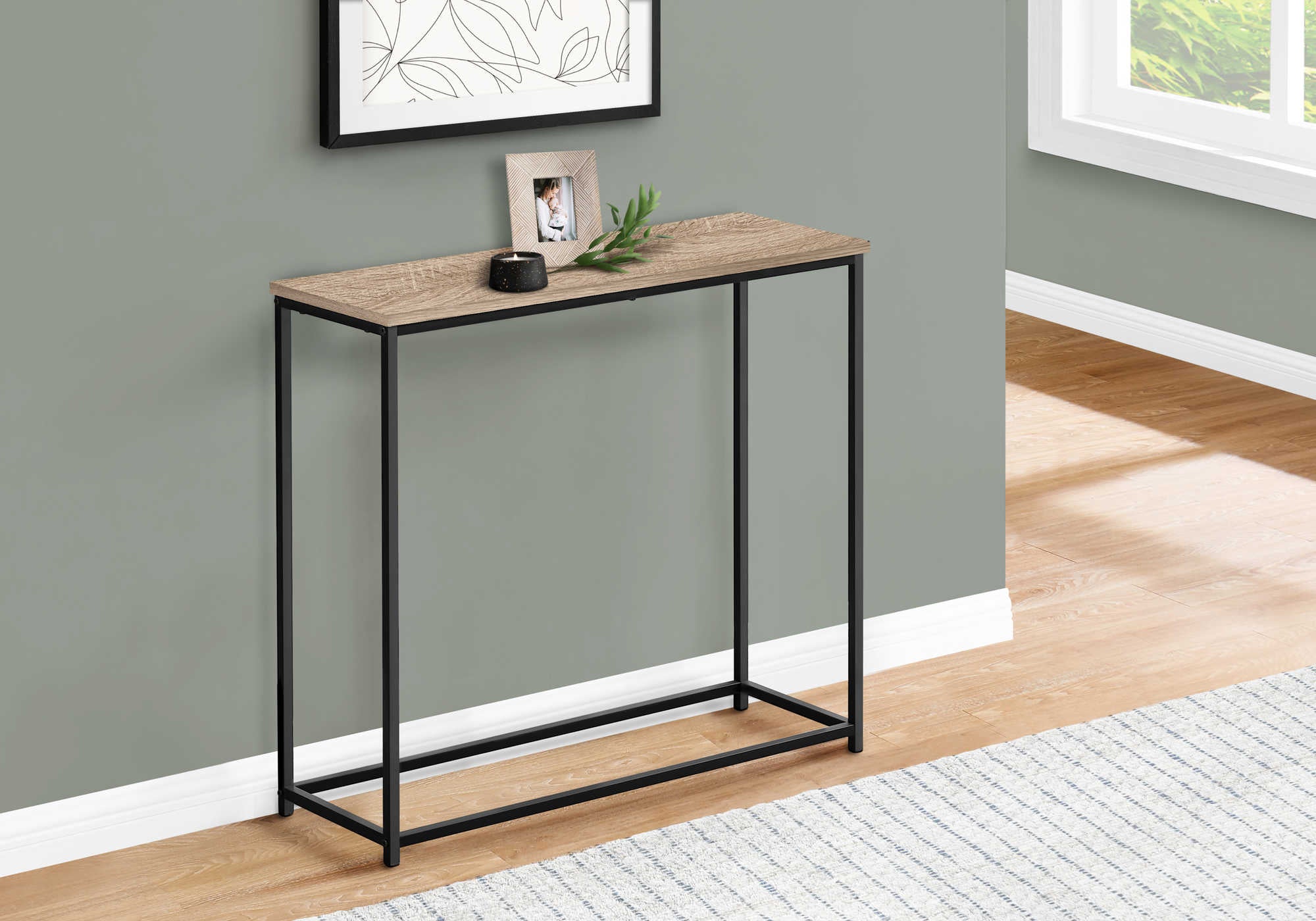 I 2253 - ACCENT TABLE - 32"L / DARK TAUPE / BLACK METAL CONSOLE BY MONARCH SPECIALTIES INC