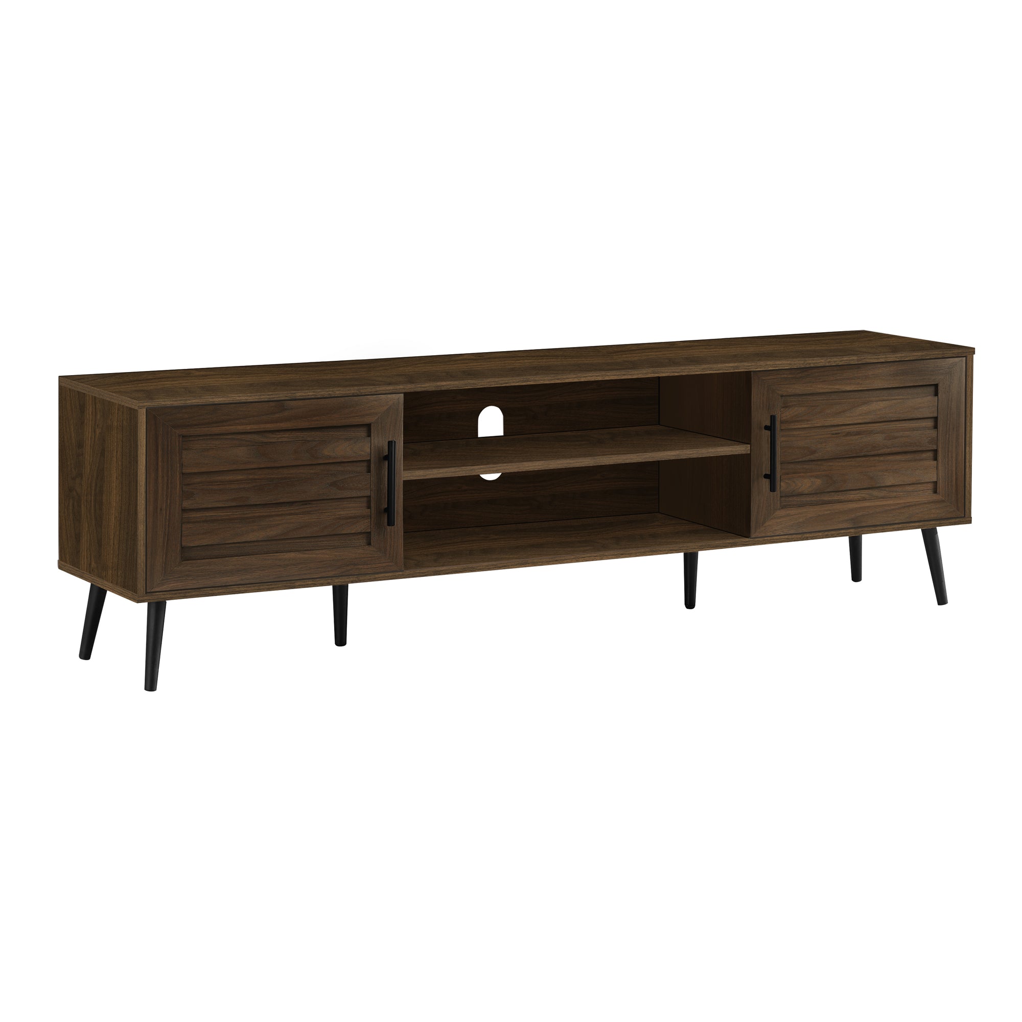 I 2717 - TV STAND - 72"L / BROWN WOOD-LOOK WITH 2 DOORS BY MONARCH SPECIALTIES INC