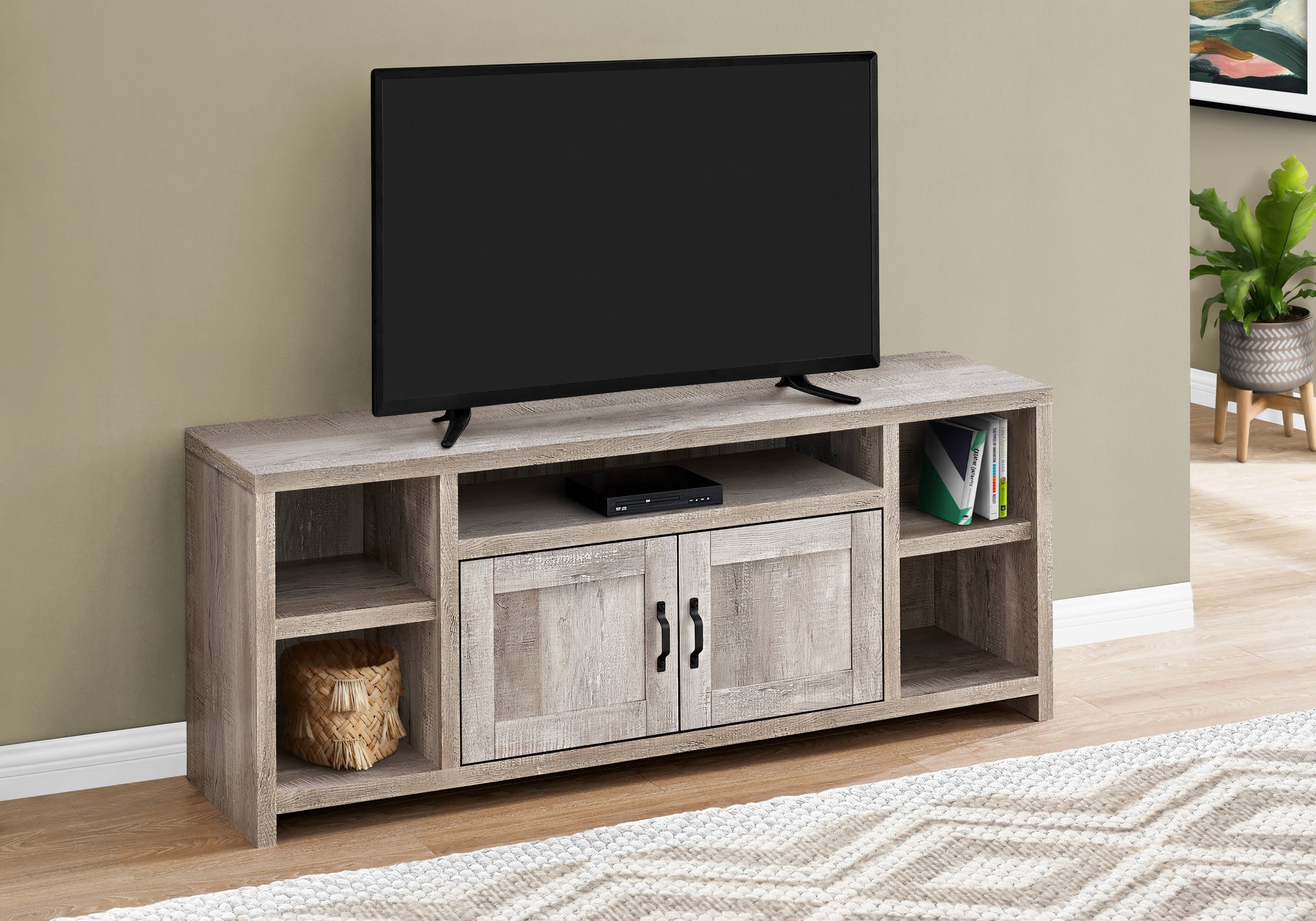 I 2742 - TV STAND - 60"L / TAUPE RECLAIMED WOOD-LOOK BY MONARCH SPECIALTIES INC