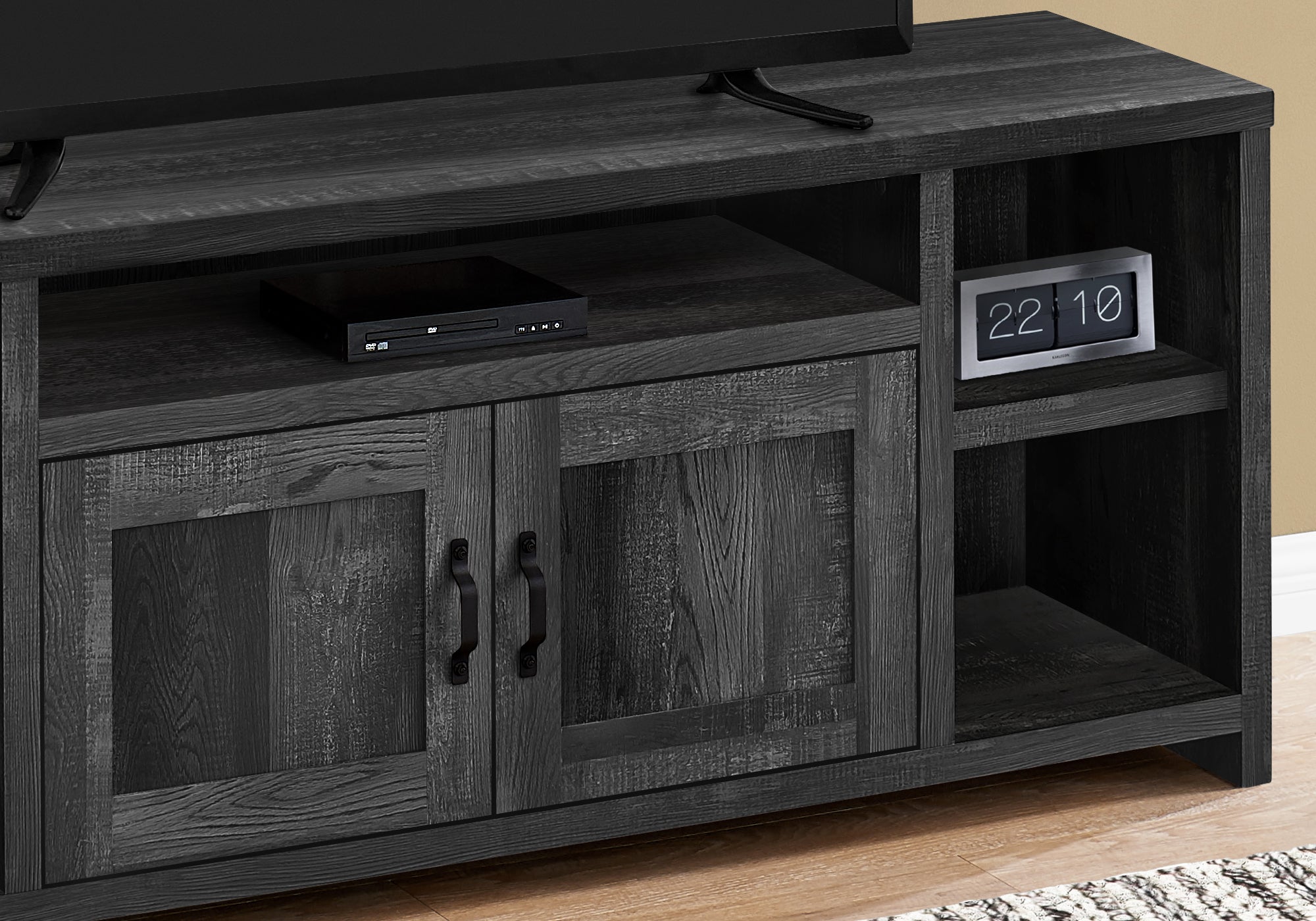 I 2743 - TV STAND - 60"L / BLACK RECLAIMED WOOD-LOOK BY MONARCH SPECIALTIES INC