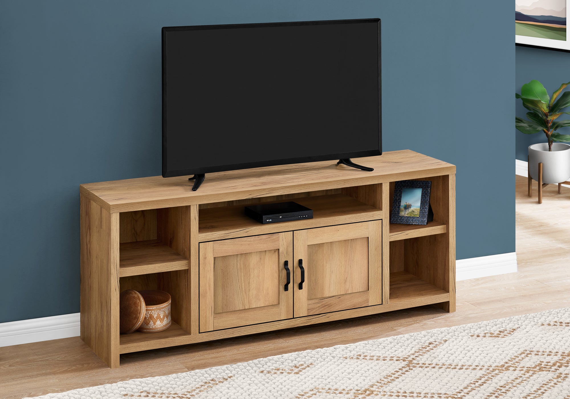I 2744 - TV STAND - 60"L / GOLDEN PINE RECLAIMED WOOD-LOOK BY MONARCH SPECIALTIES INC