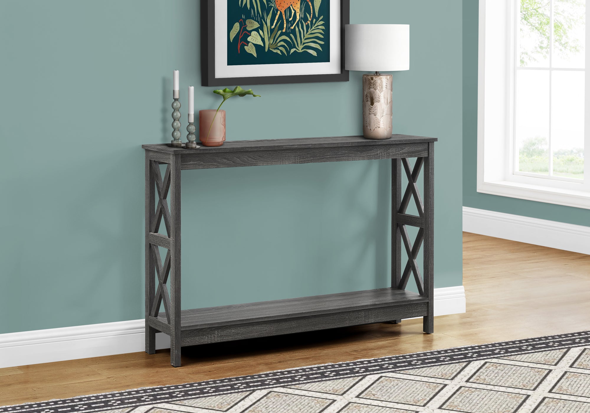 I 2792 ACCENT TABLE - 48"L / GREY HALL CONSOLE BY MONARCH SPECIALTIES INC