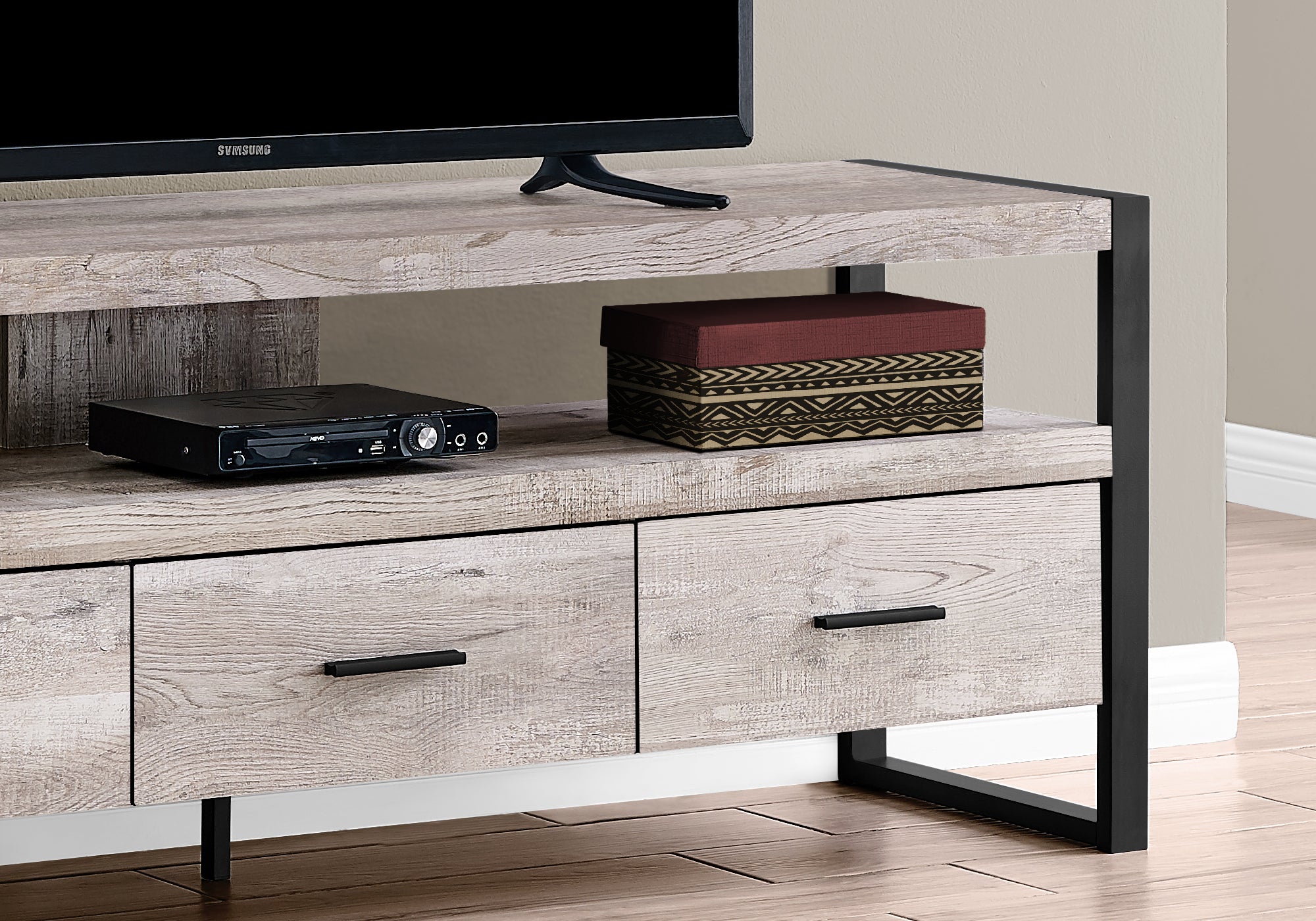 I 2822 - TV STAND - 60"L / TAUPE RECLAIMED WOOD-LOOK / 3 DRAWERS BY MONARCH SPECIALTIES INC
