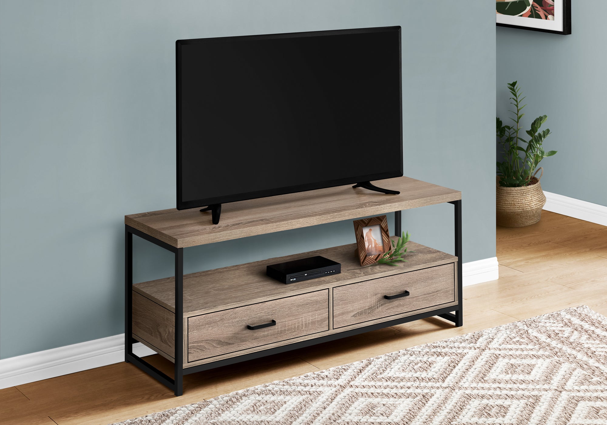I 2872 - TV STAND - 48"L / DARK TAUPE / BLACK METAL BY MONARCH SPECIALTIES INC