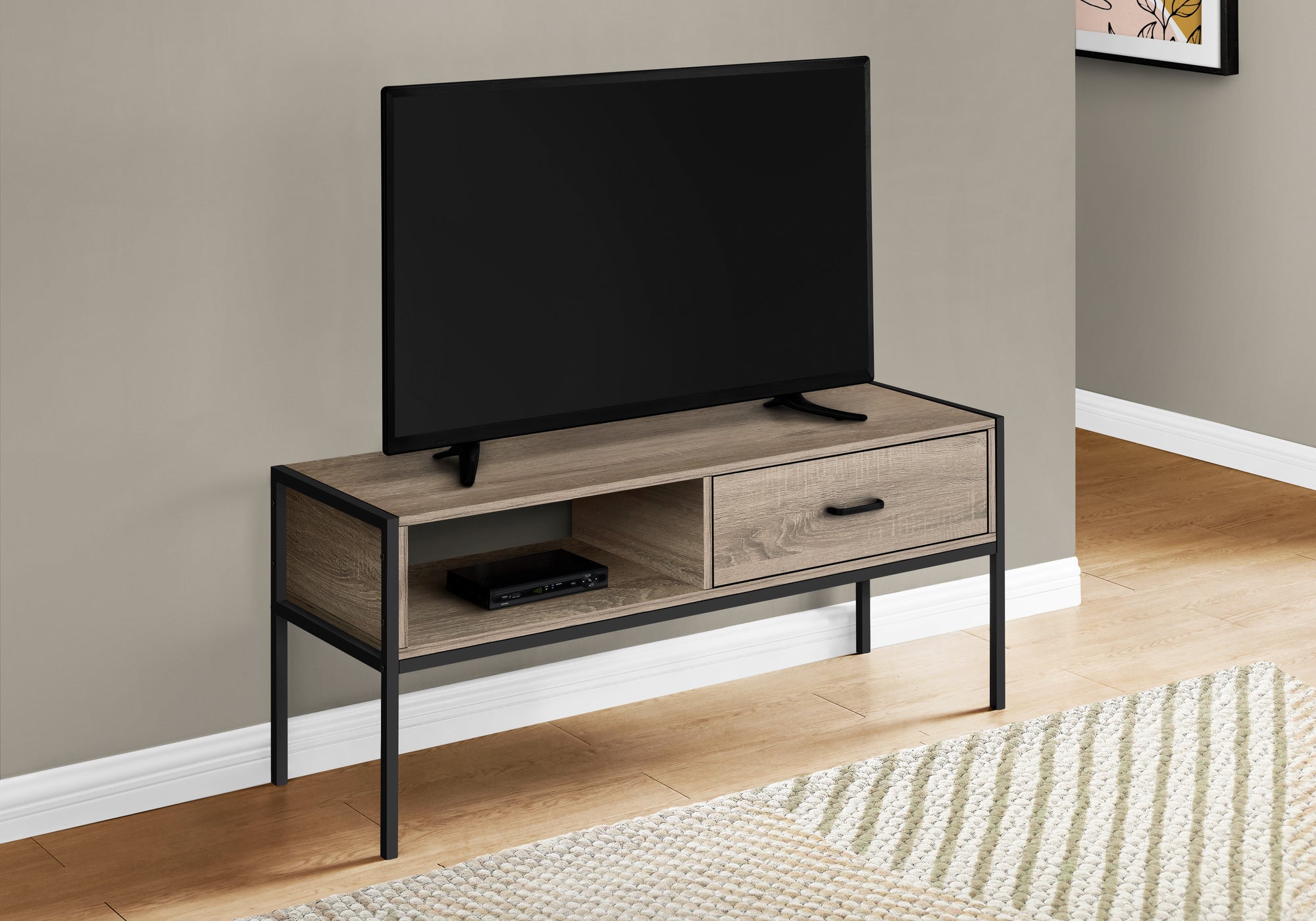 I 2876 - TV STAND - 48"L / DARK TAUPE / BLACK METAL BY MONARCH SPECIALTIES INC