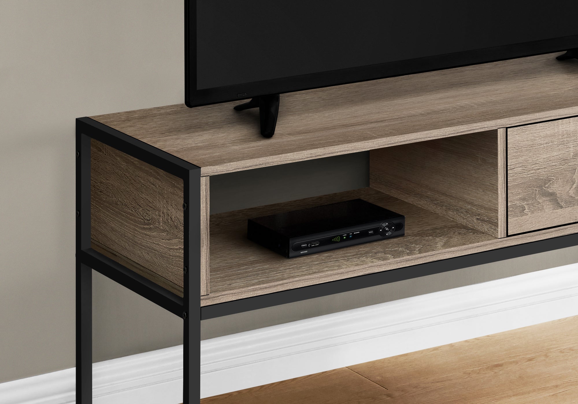 I 2876 - TV STAND - 48"L / DARK TAUPE / BLACK METAL BY MONARCH SPECIALTIES INC