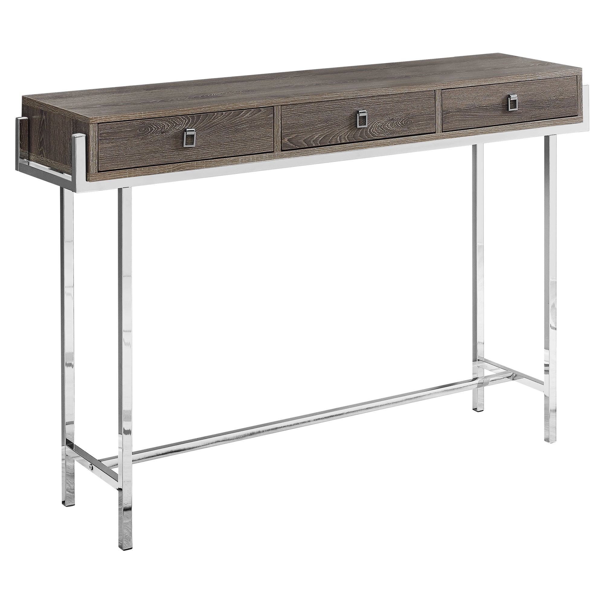 I 3299 - ACCENT TABLE - 48"L / DARK TAUPE / CHROME METAL BY MONARCH SPECIALTIES INC