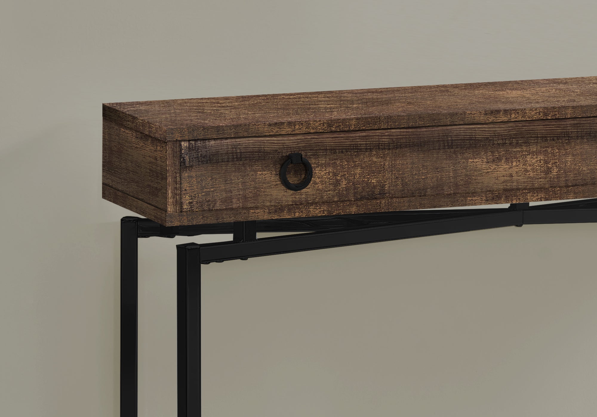 I 3453 - ACCENT TABLE - 42"L / BROWN RECLAIMED WOOD/ BLACK CONSOLE BY MONARCH HOME FURNISHINGS INC