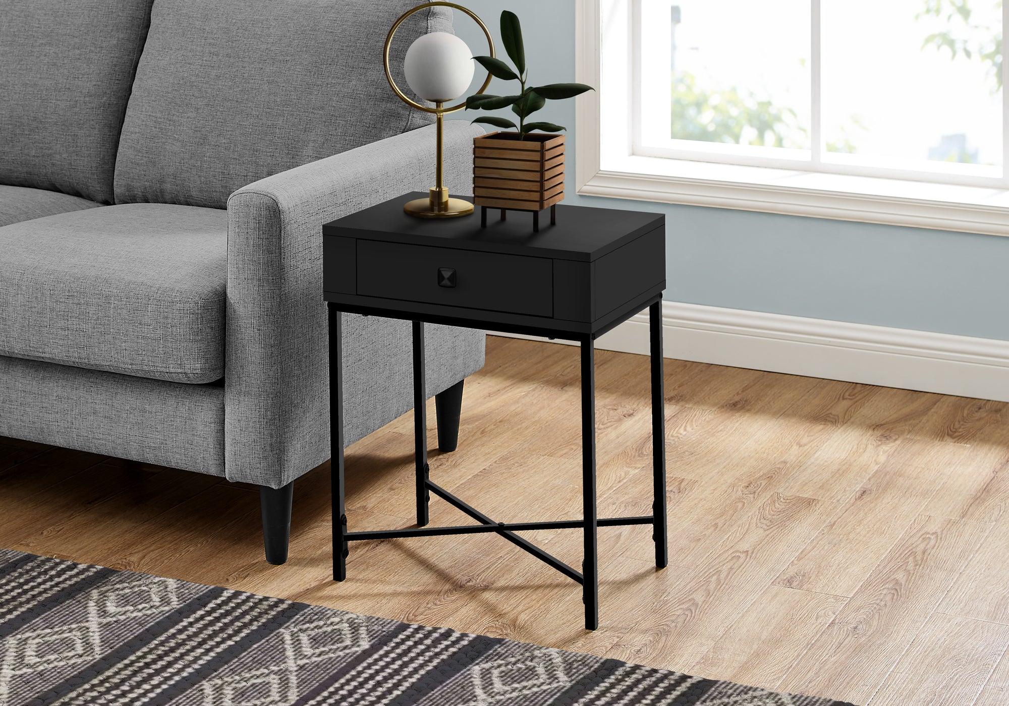 I 3542 - ACCENT TABLE - 22"H / BLACK / BLACK METAL BY MONARCH SPECIALTIES INC