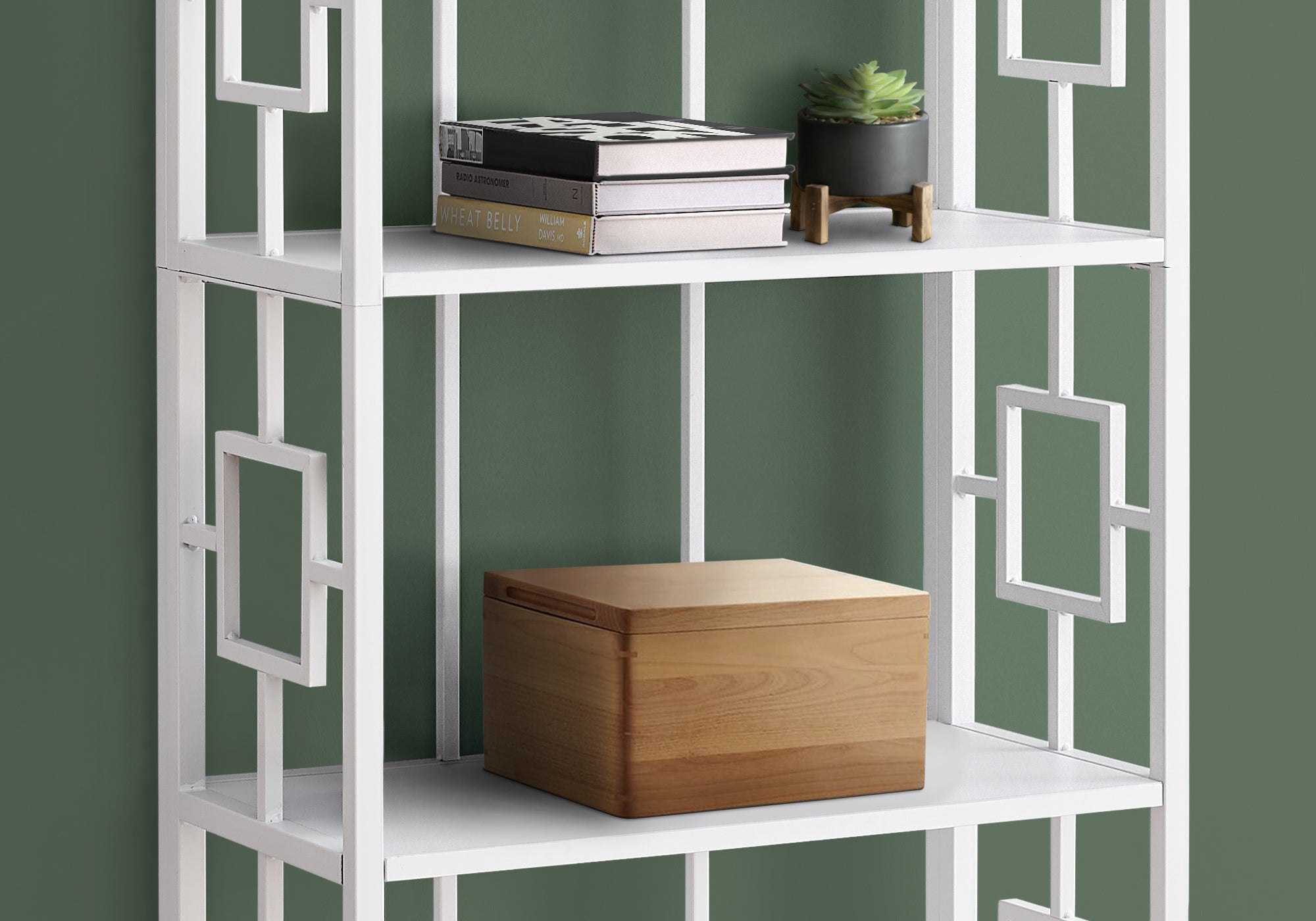 I 3618 - BOOKCASE - 62"H / WHITE / WHITE METAL ETAGERE BY MONARCH SPECIALTIES INC
