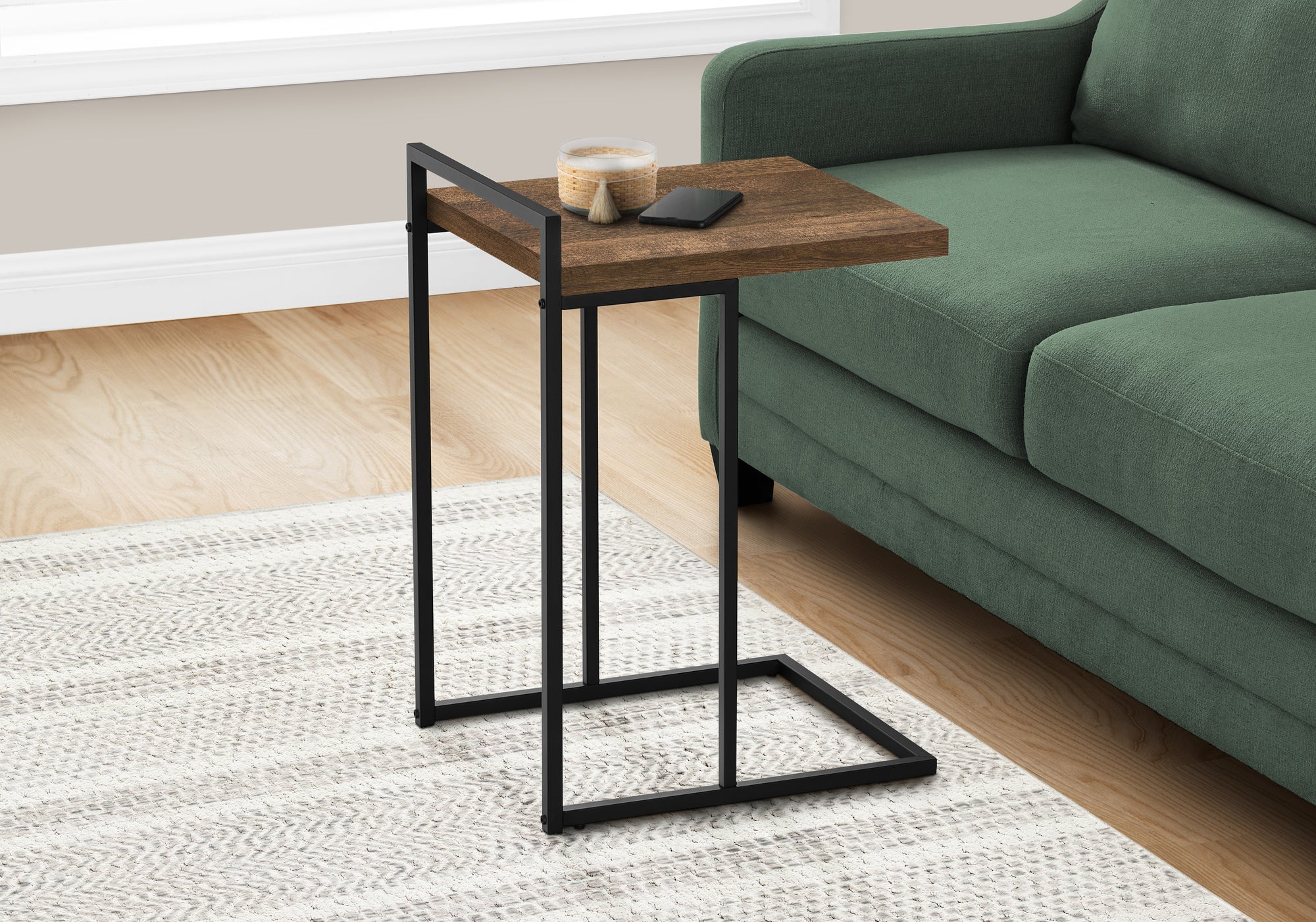 I 3630 - ACCENT TABLE - 25"H / BROWN RECLAIMED WOOD / BLACK METAL BY MONARCH SPECIALTIES INC