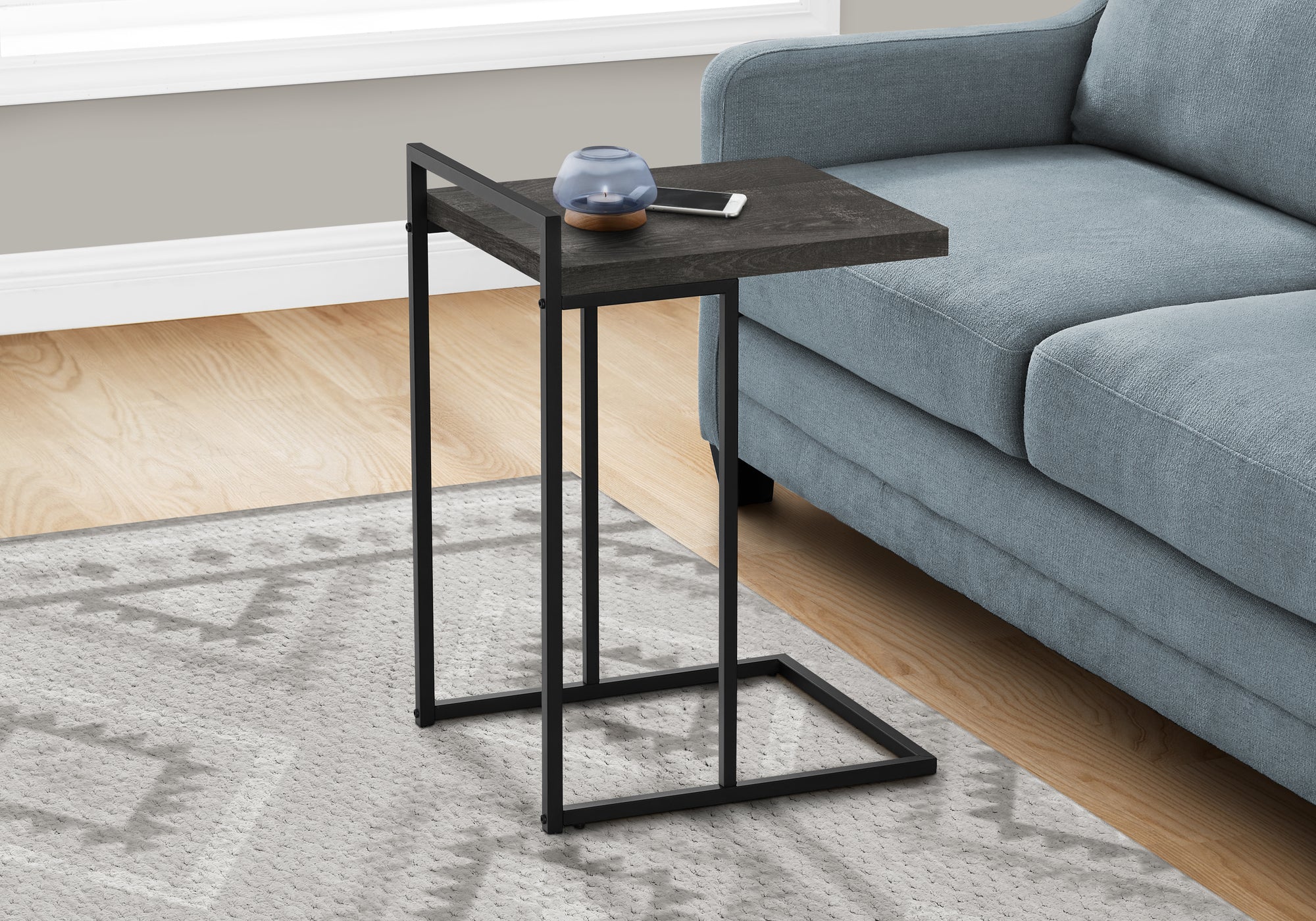 I 3633 - ACCENT TABLE - 25"H / BLACK RECLAIMED WOOD / BLACK METAL BY MONARCH SPECIALTIES INC