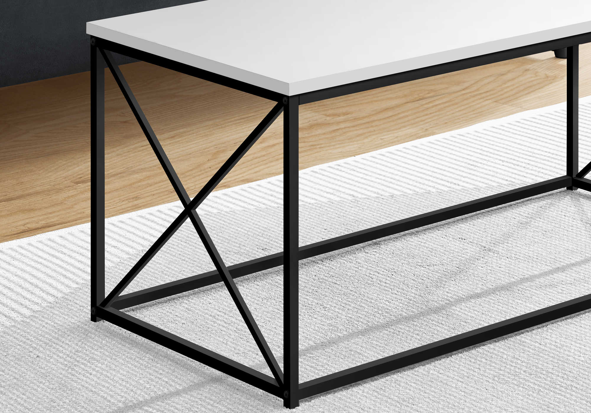 I 3780 - COFFEE TABLE - 40"L / WHITE / BLACK METAL BY MONARCH SPECIALTIES INC