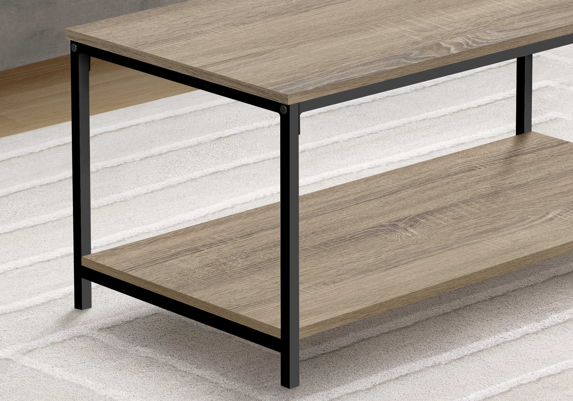I 3802 - COFFEE TABLE - 40"L / DARK TAUPE / BLACK METAL BY MONARCH SPECIALTIES INC