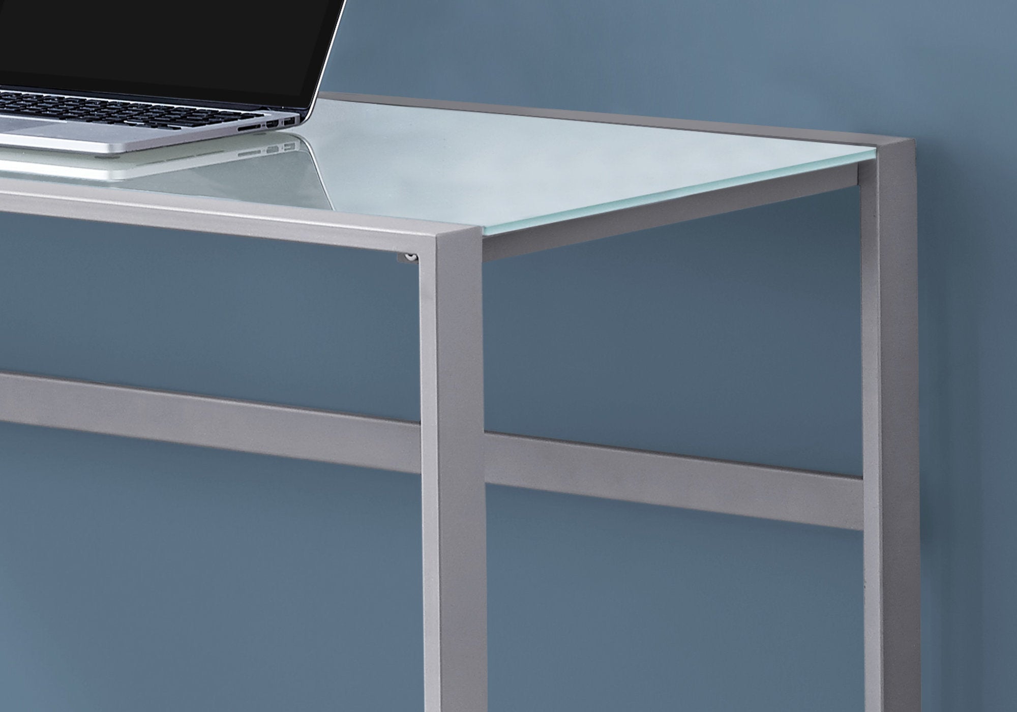 I 7380 - COMPUTER DESK - 48"L / SILVER METAL/ WHITE TEMPERED GLASS BY MONARCH SPECIALTIES INC