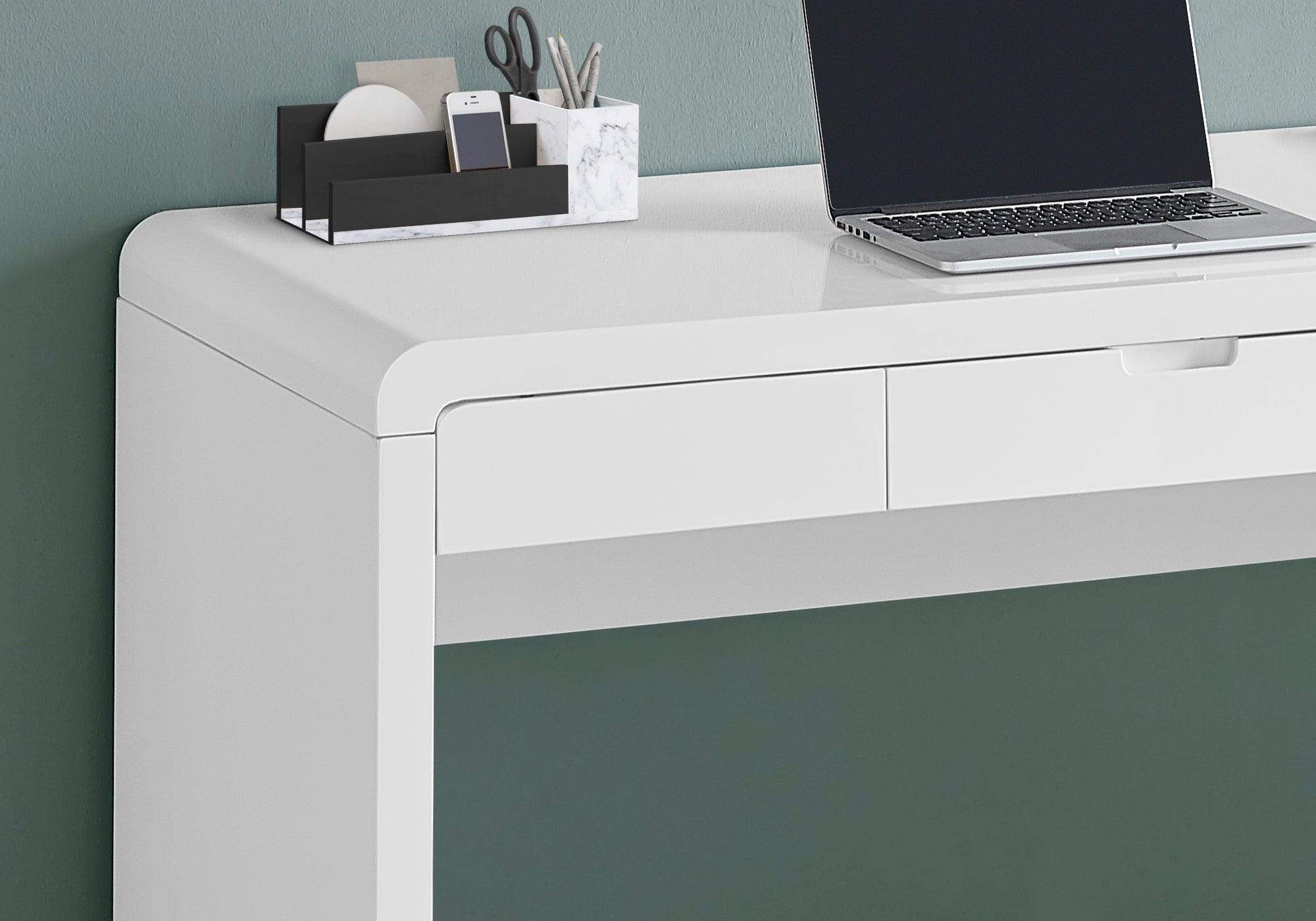 I 7580 - COMPUTER DESK - 48"L / HIGH GLOSSY WHITE / STORAGE DRAWER BY MONARCH SPECIALTIES INC