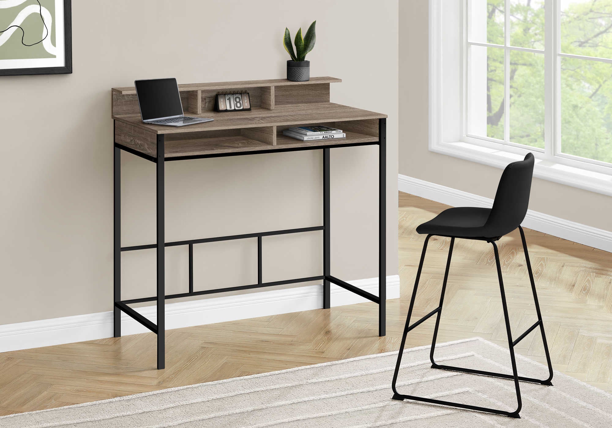 I 7702 - COMPUTER DESK ONLY - 48"L / DARK TAUPE / BLACK STANDING HEIGHT BY MONARCH SPECIALTIES INC