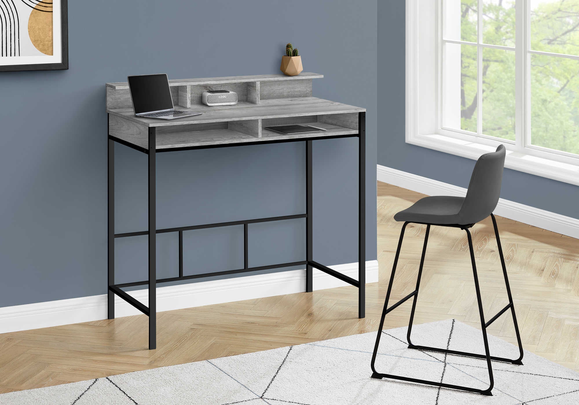 I 7703 - COMPUTER DESK ONLY - 48"L / GREY / BLACK STANDING HEIGHT BY MONARCH SPECIALTIES INC