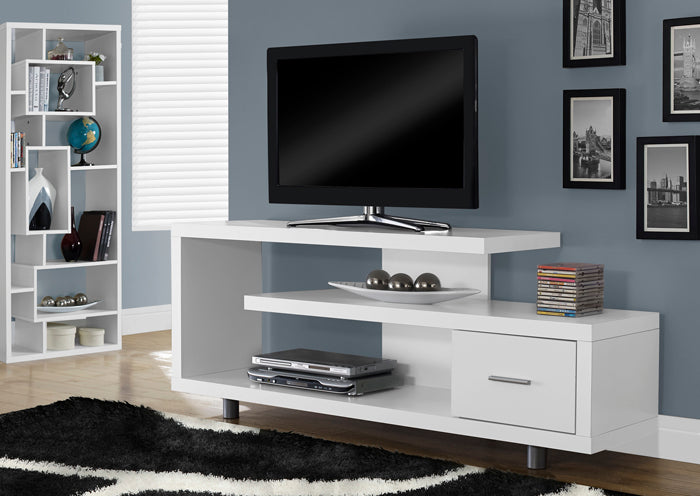 I 2573 - TV Stand - 60"L / White with 1 Drawer by Monarch Specialties Inc