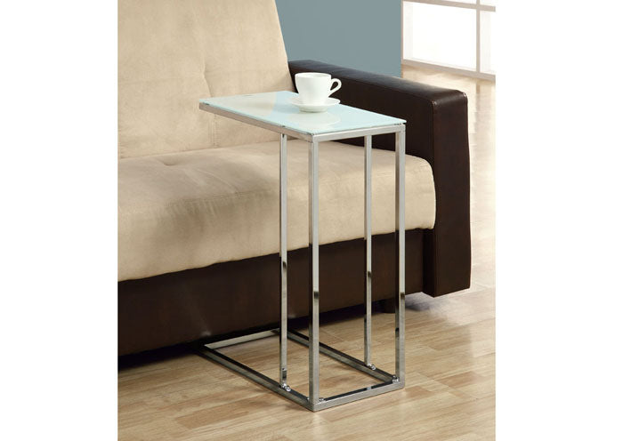 I 3000 - CHROME METAL ACCENT TABLE WITH TEMPERED GLASS