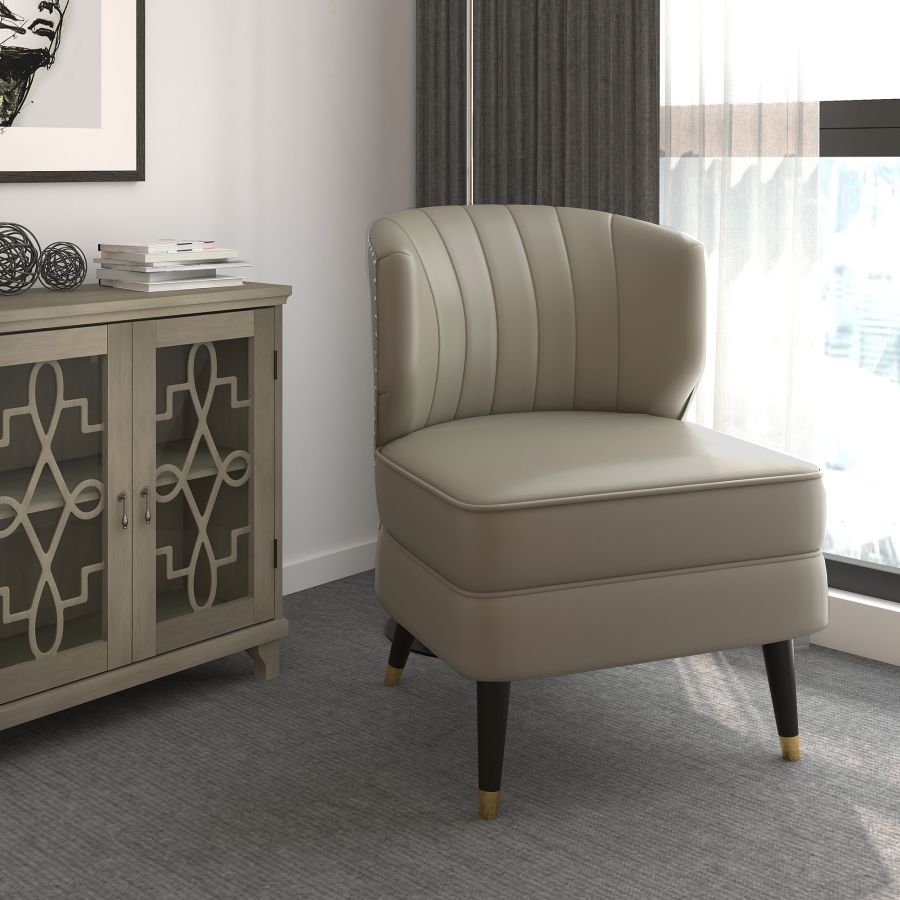 Kyrie Accent Chair in Grey-Beige by Worldwide Homefurnishings Inc