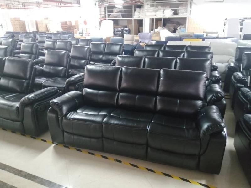 Emily - 3PC Sofa, Loveseat and Chair Recliner in Black Leather Gel