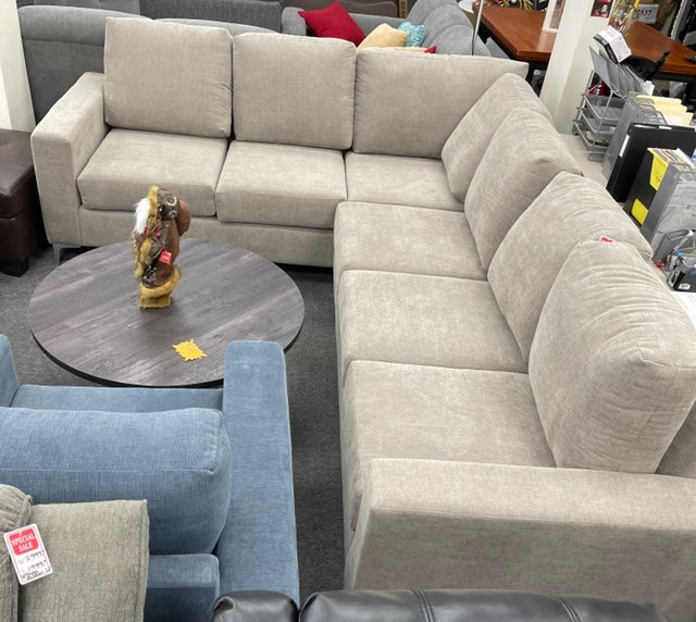 Modern Living Sectional in Pewter Fabric