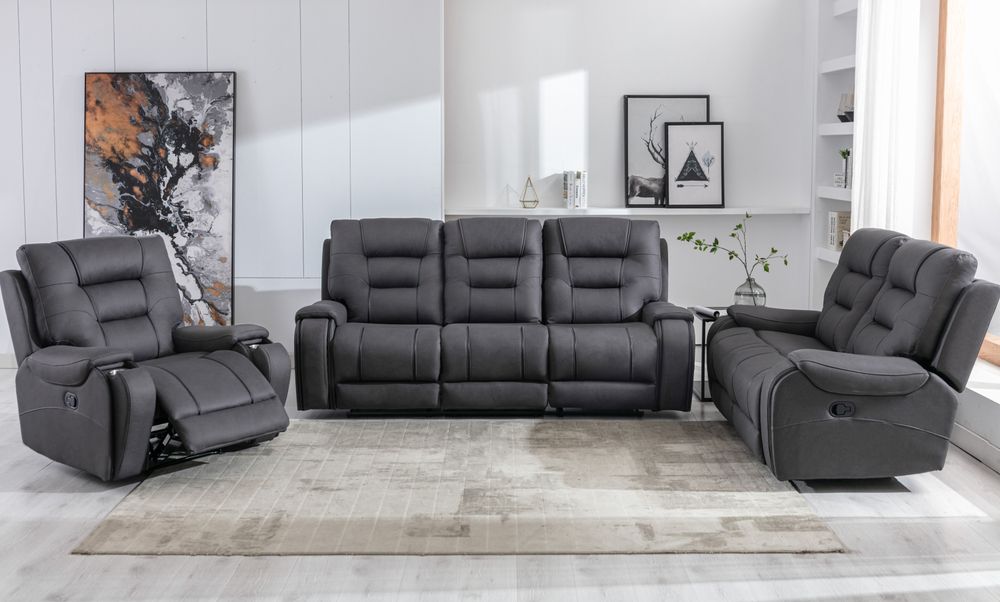 Porto - 3Pc Recliner Set - Sofa, Loveseat & Chair in Black