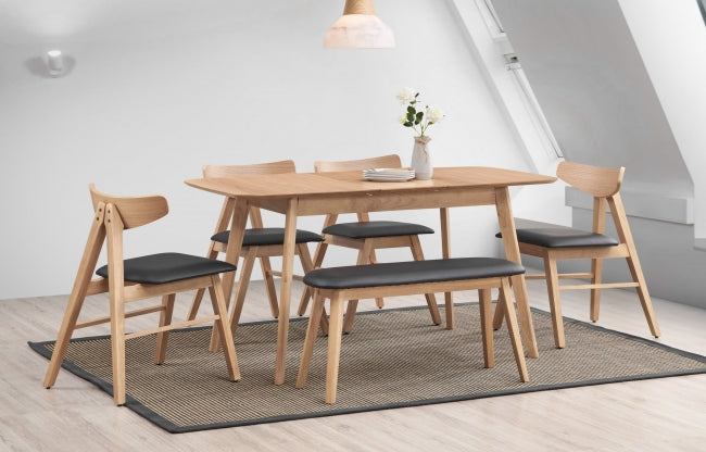 Rocca - 6Pc Table Set (Table, 4 Dining Chairs and Bench) in Natural Oak by Winners Only