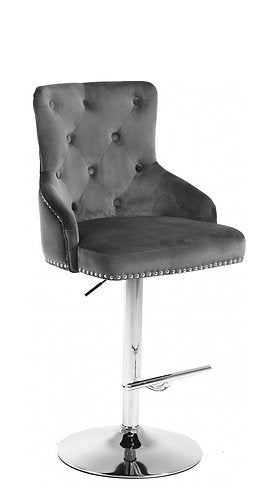 ST-6020 - Bar Stool in Grey Velvet by International Furniture