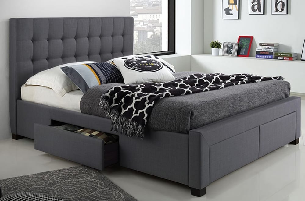 T-2152-D 54″ Platform Bed with Storage in Charcoal Grey Linen-Style by Titus Furniture