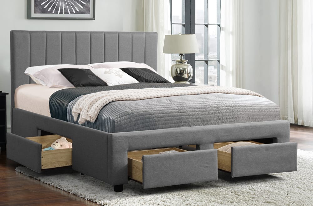 T2157 - Double Storage Bed Frame in Light Grey Linen by Titus Furniture
