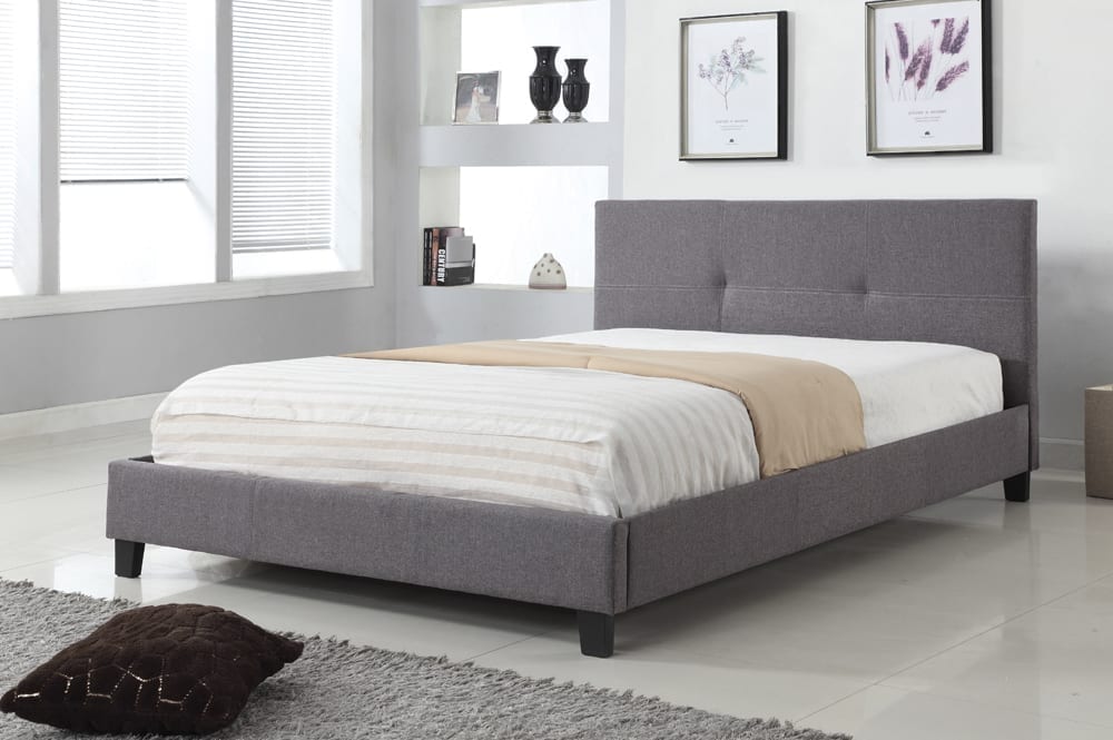 T2358 - Double Platform Bed Frame in Grey Linen by Titus Furniture