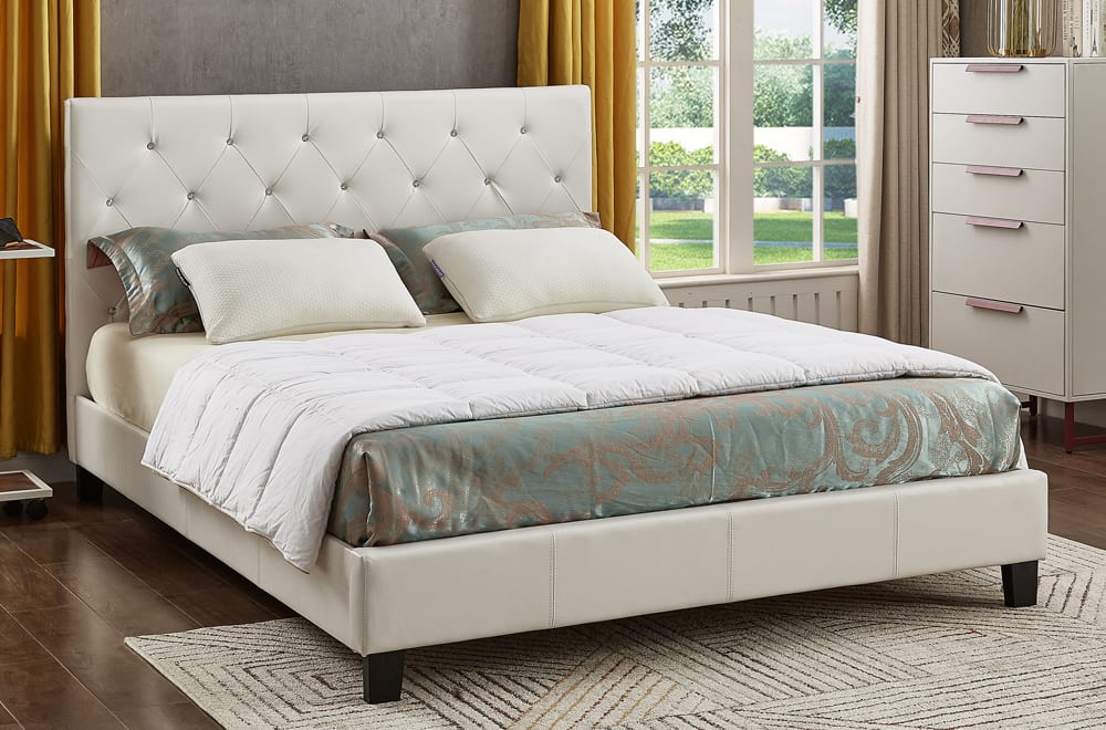 T2366 - Twin Platform Bed Frame in White with Jewelsby Titus Furniture
