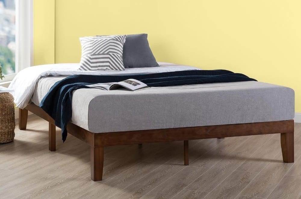 T2367 - Platform Bed in Wood in a Deep Walnut Finish - Double